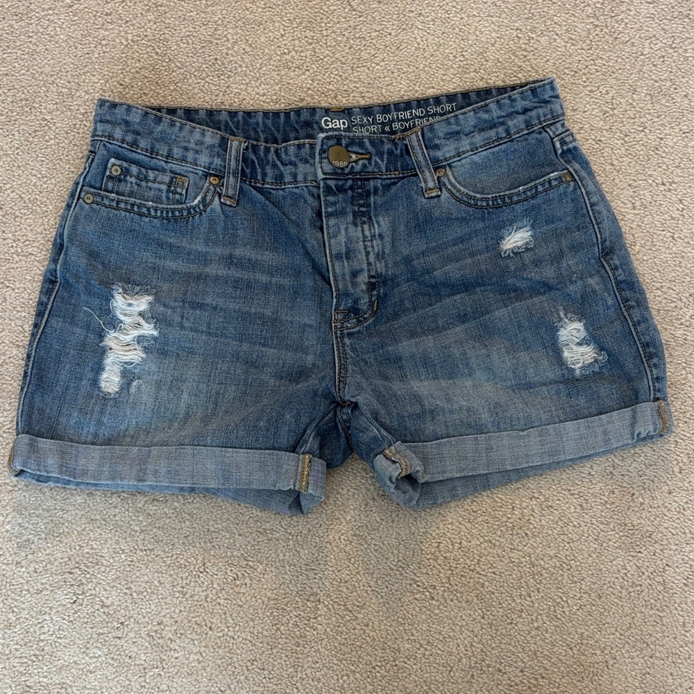 GAP Women's Distressed Blue Jean Shorts